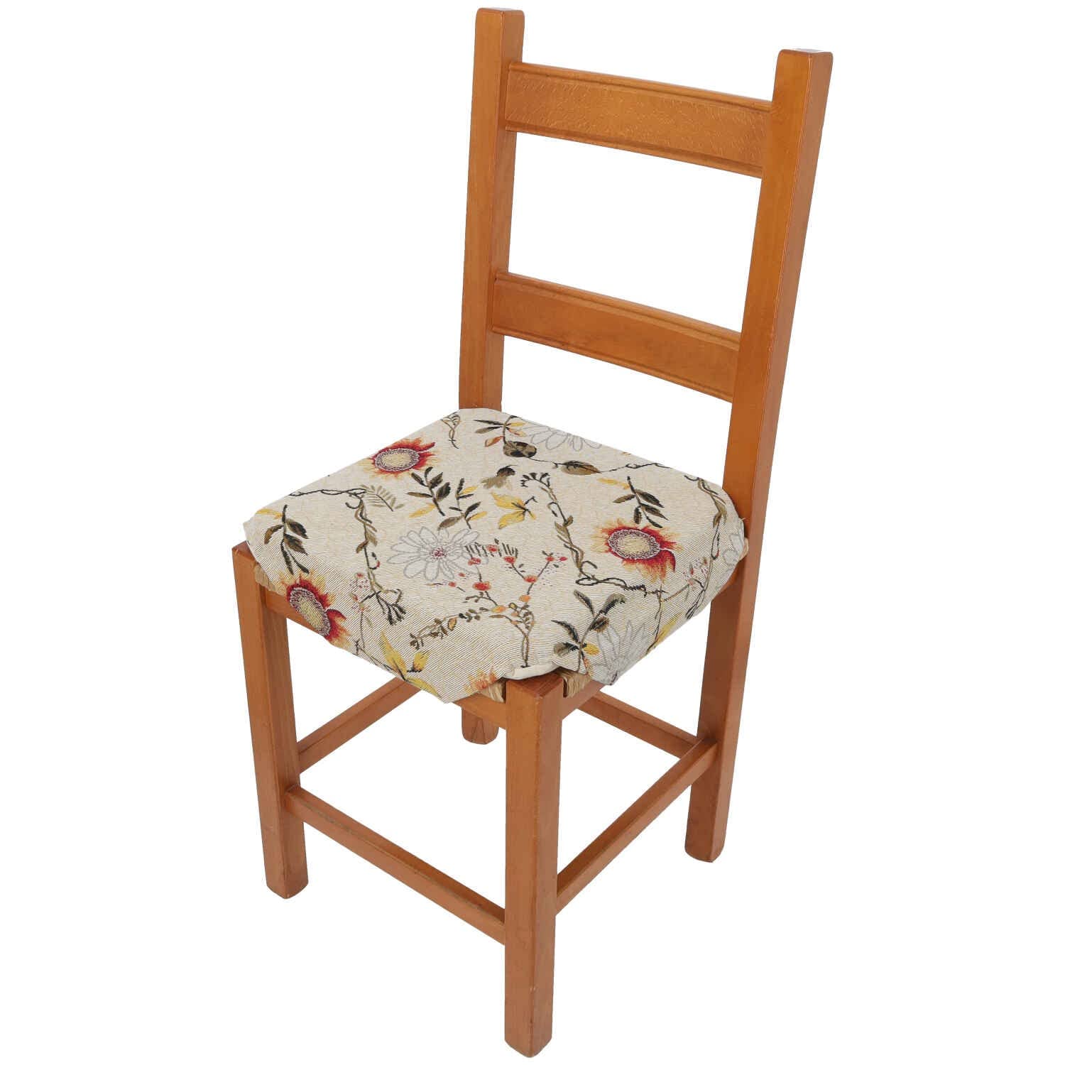 Set Di 6 Cuscini Per Sedie Con Stampa Girasoli - Imbottiti E Sfoderabili Con Alette Ed Elastici