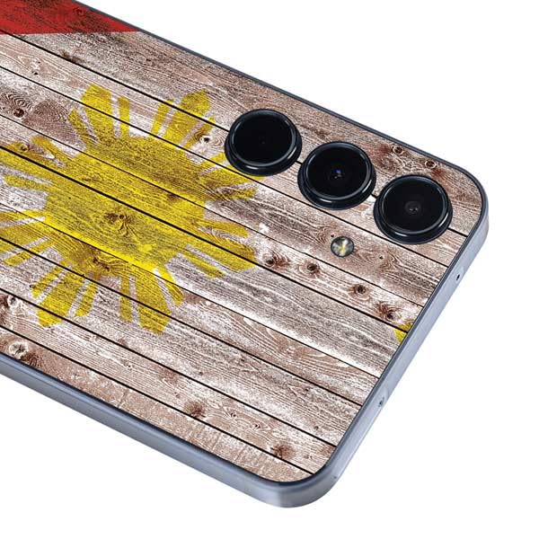 Skinit Decal Phone Skin Compatible with Galaxy A36 5G - Philippines Flag Dark Wood Design