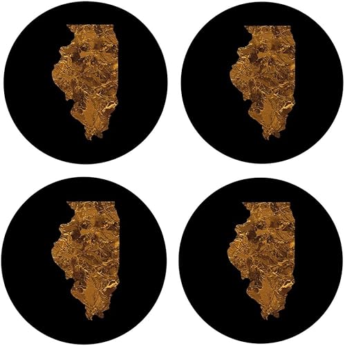 Modern Copper Illinois, Joyride Home Decor 4 posavasos de cerámica, portavasos circulares de 4 pulgadas, juego de 4, parte trasera de corcho