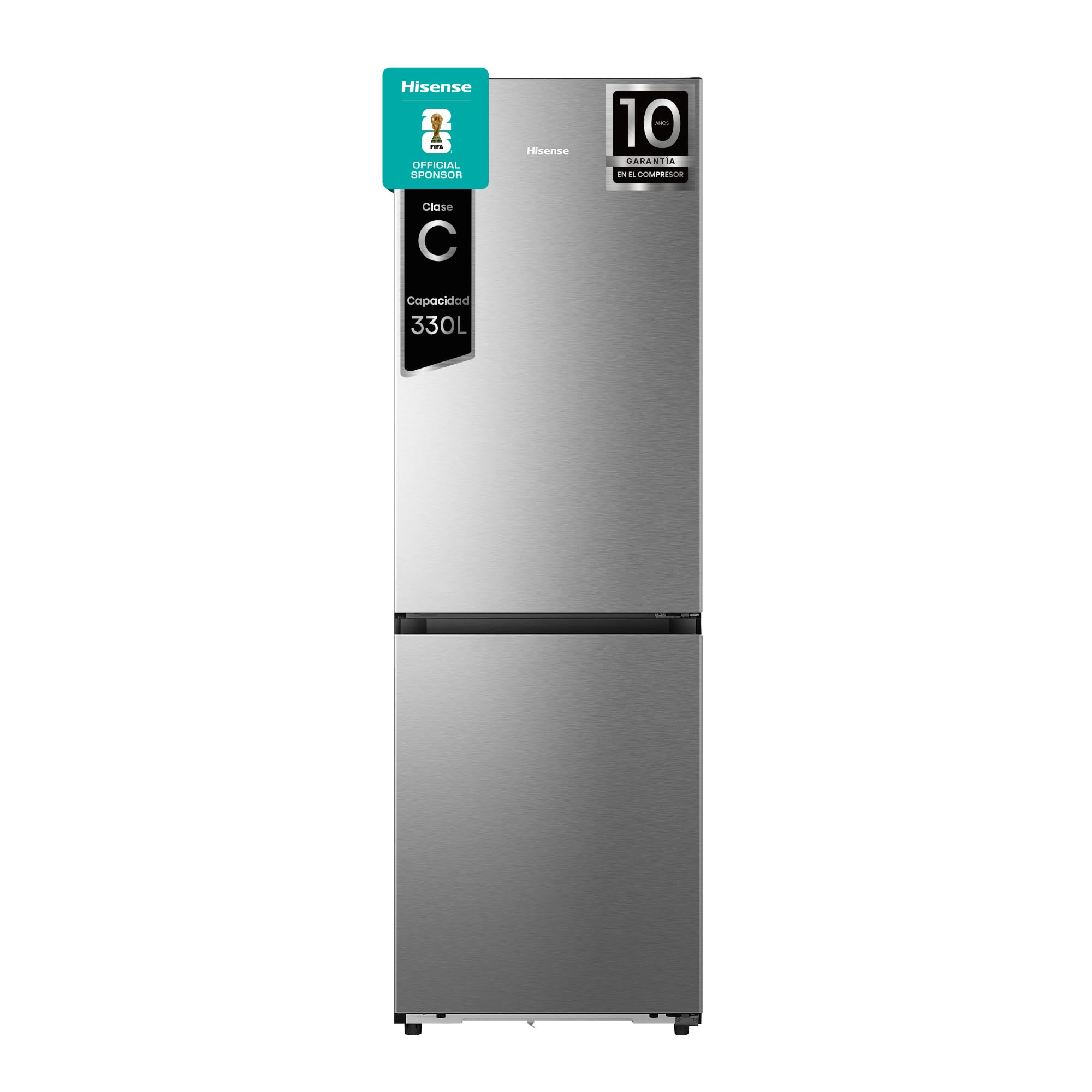 Hisense RB3K330SAIC - Frigorífico combi -, No Frost, Altura 1856 mm, Capacidad 330 l, Acero inoxidable