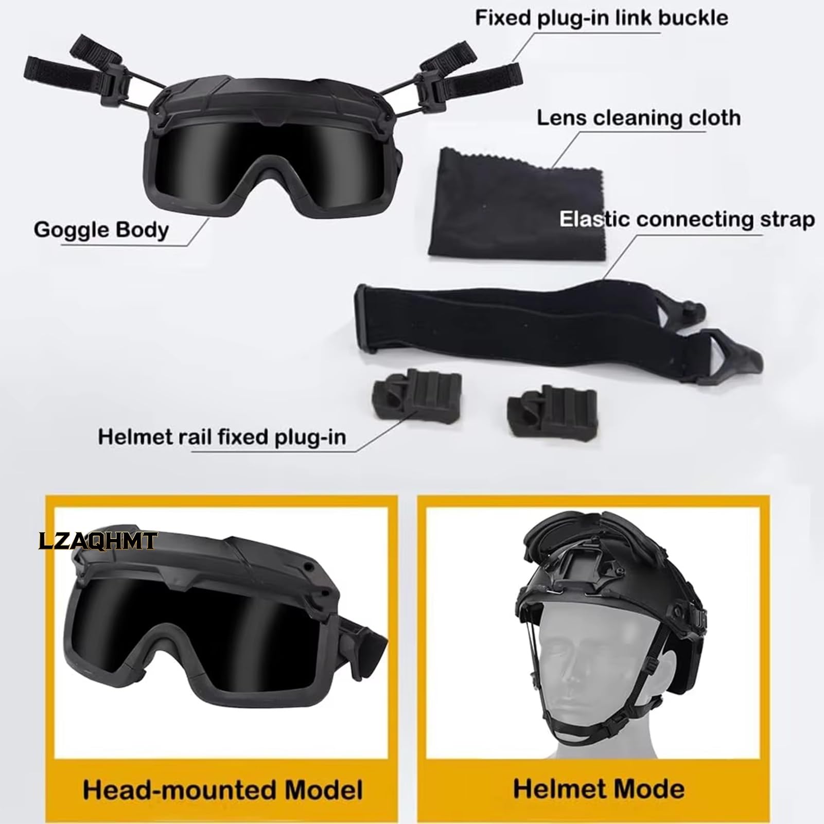 Taktisches Fast-Helmset – Doppelte Atemschutzmaske (Halbgesichtsmaske) Mit Abnehmbarer Schutzbrille Für Airsoft, Jagd Und Paintball
