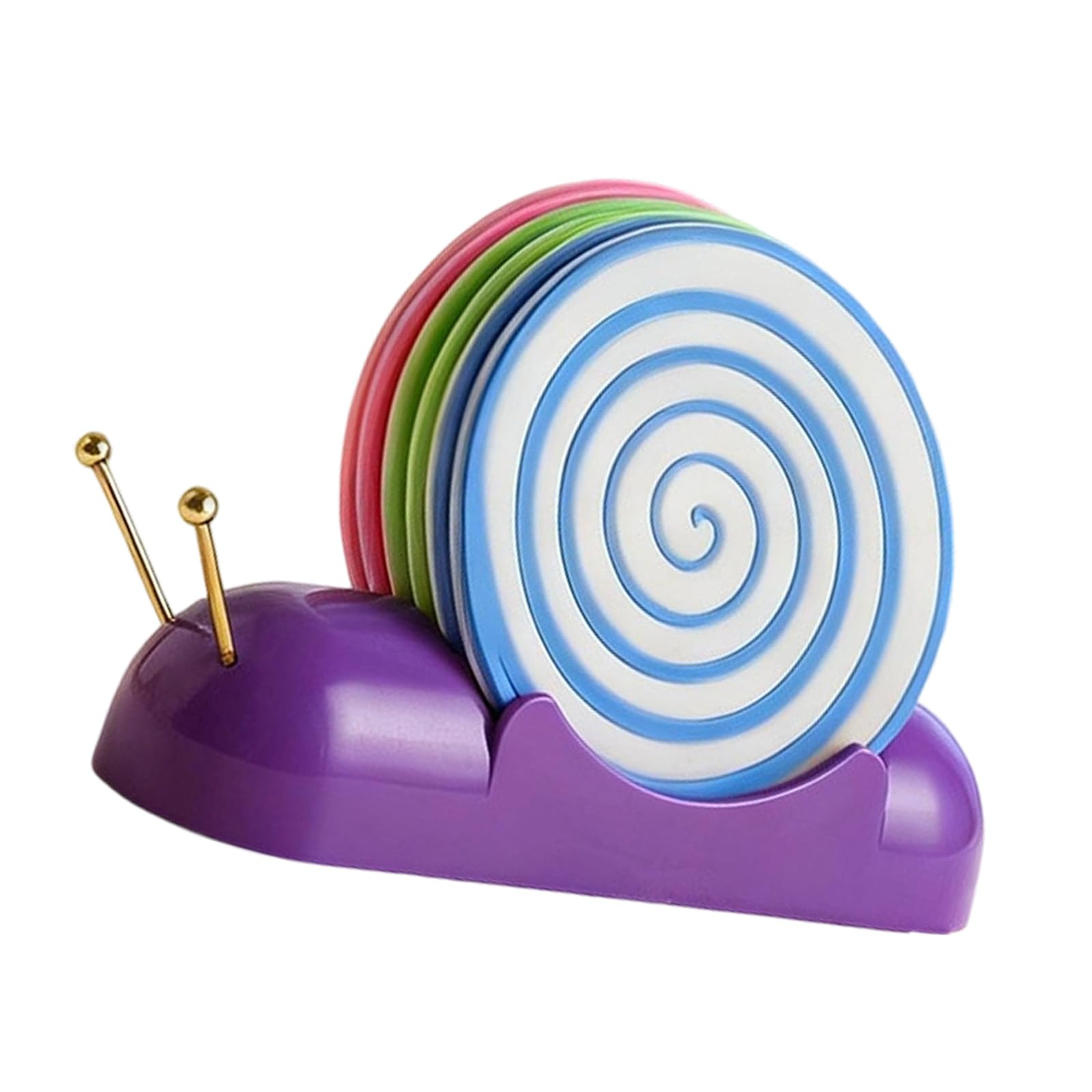 Xinsheinelry Snail Silicone Coasters Set with 6 Nonslip Pads for Drinks Home ABS Snail Themed Cup Coasters Sturdy Protective