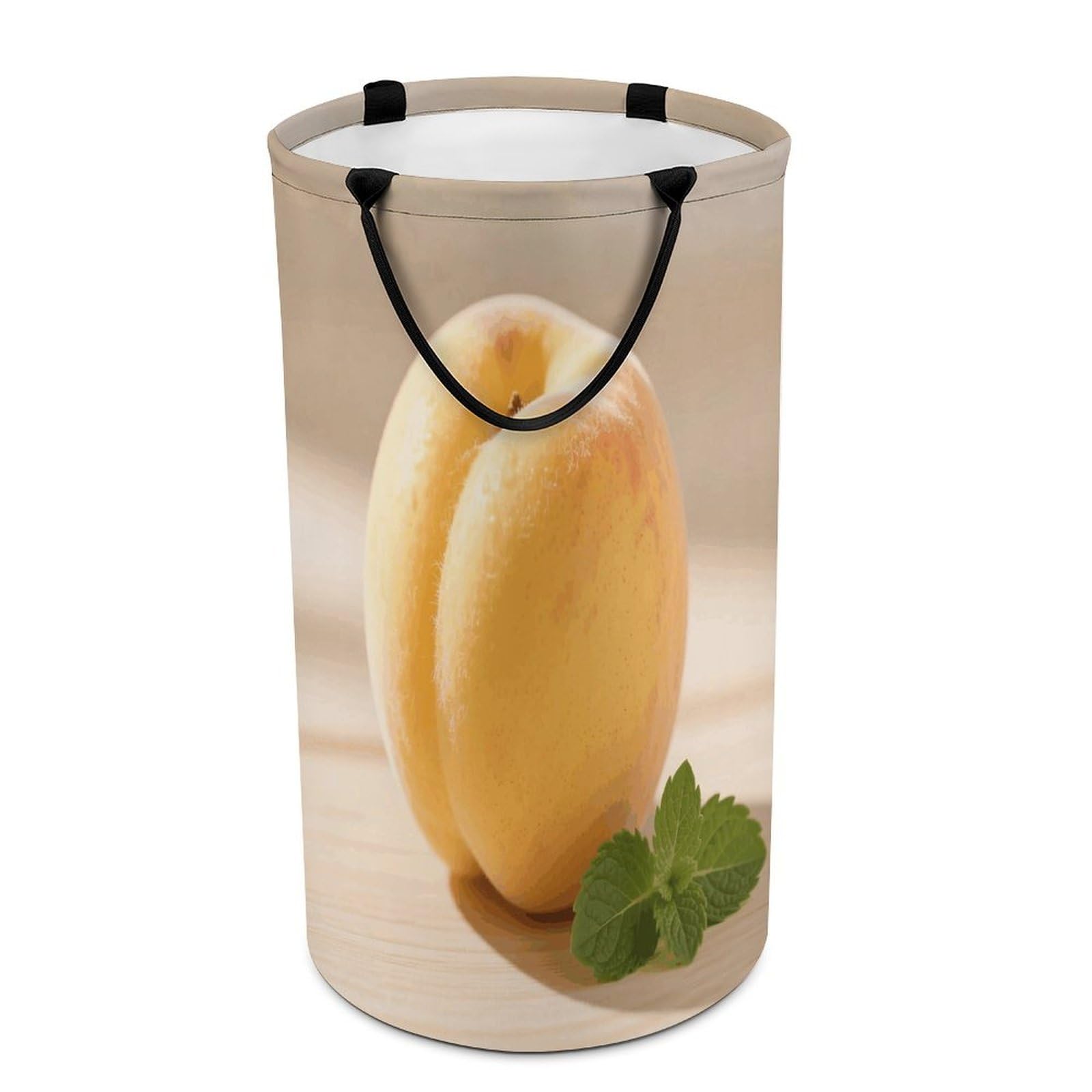 Yellow Peach Laundry Hamper Waterproof Polyester Laundry Baskets Collapsible Dirty Clothes Storage Basket Clothes Hampers with Sturdy Handles for Travel Bedroom
