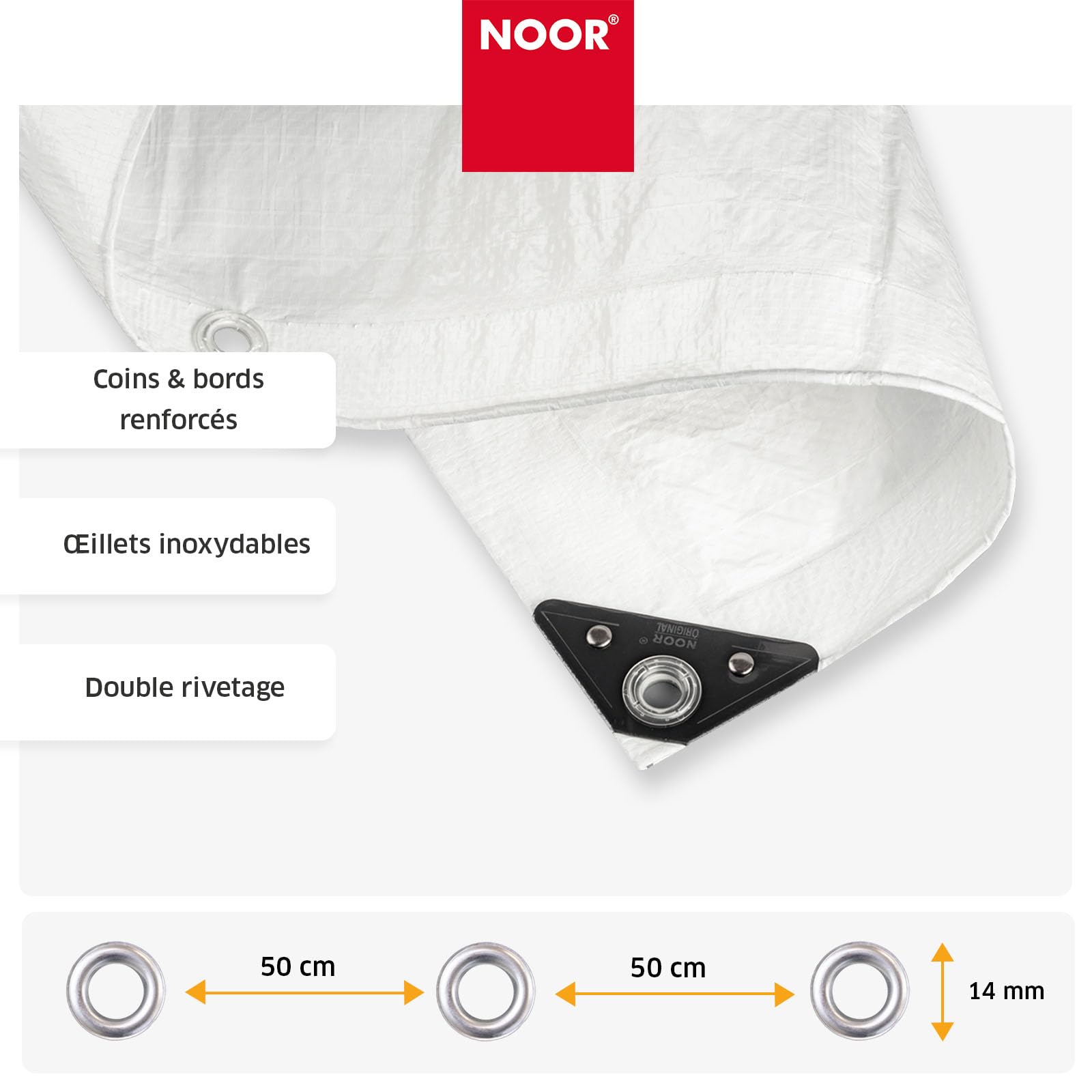NOOR Bâche de Protection Hobby - bâche en Tissu 120 g/m² - Blanche 3x6 m | Bâche polyvalente pour la protection contre les intempéries - idéale pour le jardin - résistante aux UV, enduite, imperméable
