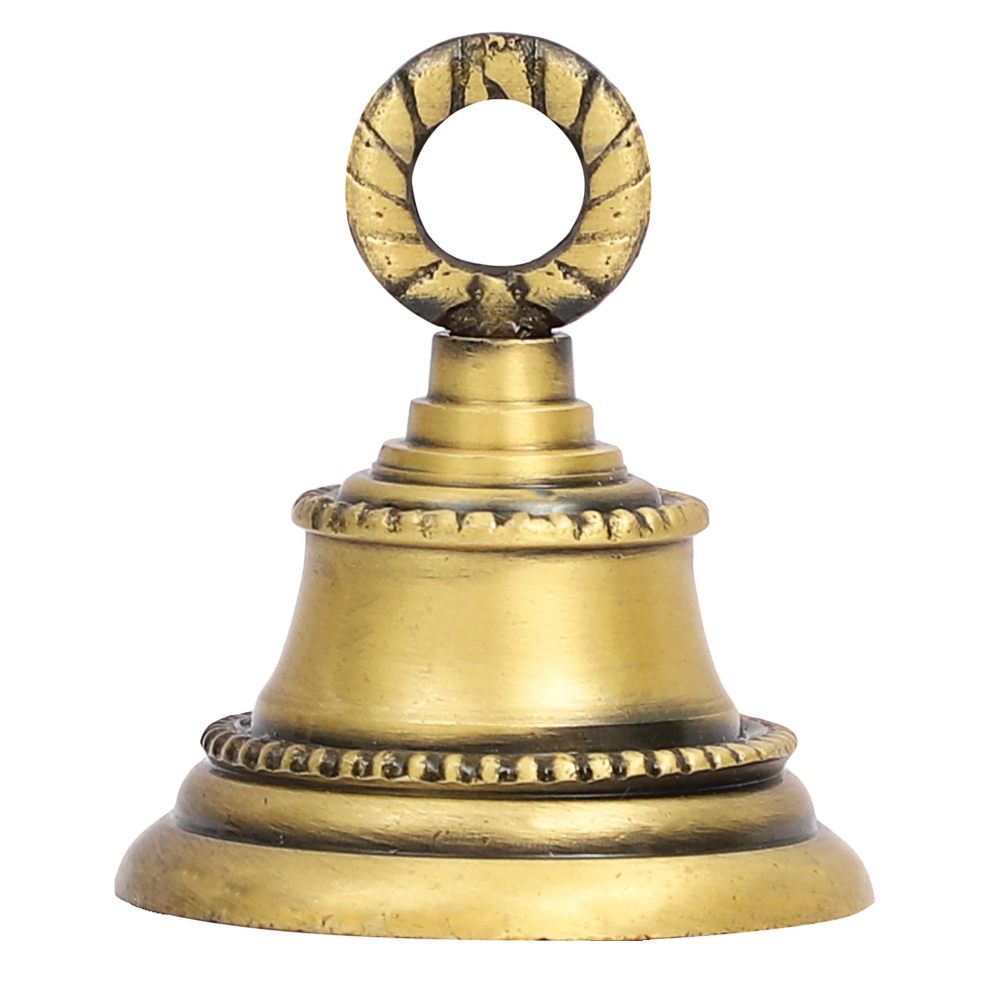 HANDTECHINDIA 2.5" Height Indian Brass Bells Jingle Bells for Home Door Décor, Crafts, Chimes, Christmas Décor, Cow Pet Bells - Golden Finish Hanging Ornament.