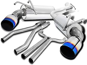 Spec-D Tuning Stainess Steel Dual Catback Exhaust System Muffler Titanium Burnt Tip Compatible with 2010-2015 Chevy Camaro 3.6L V6