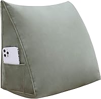 Vista 26 de Johnear - Almohada grande de cuña para cabecera de lectura, para sentarse en la cama para adultos, cojín triangular de terciopelo para respaldo