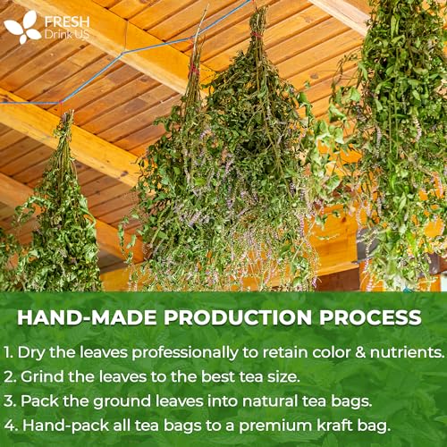 Image of FreshDrinkUS, Premium 50 Spearmint Tea Bags, 100% Natural Spearmint Leaves. Loose Leaf Spearmint Herbal Tea. Spearmint Leaf Tea. No Sugar, No Caffeine, No Gluten, Vegan.