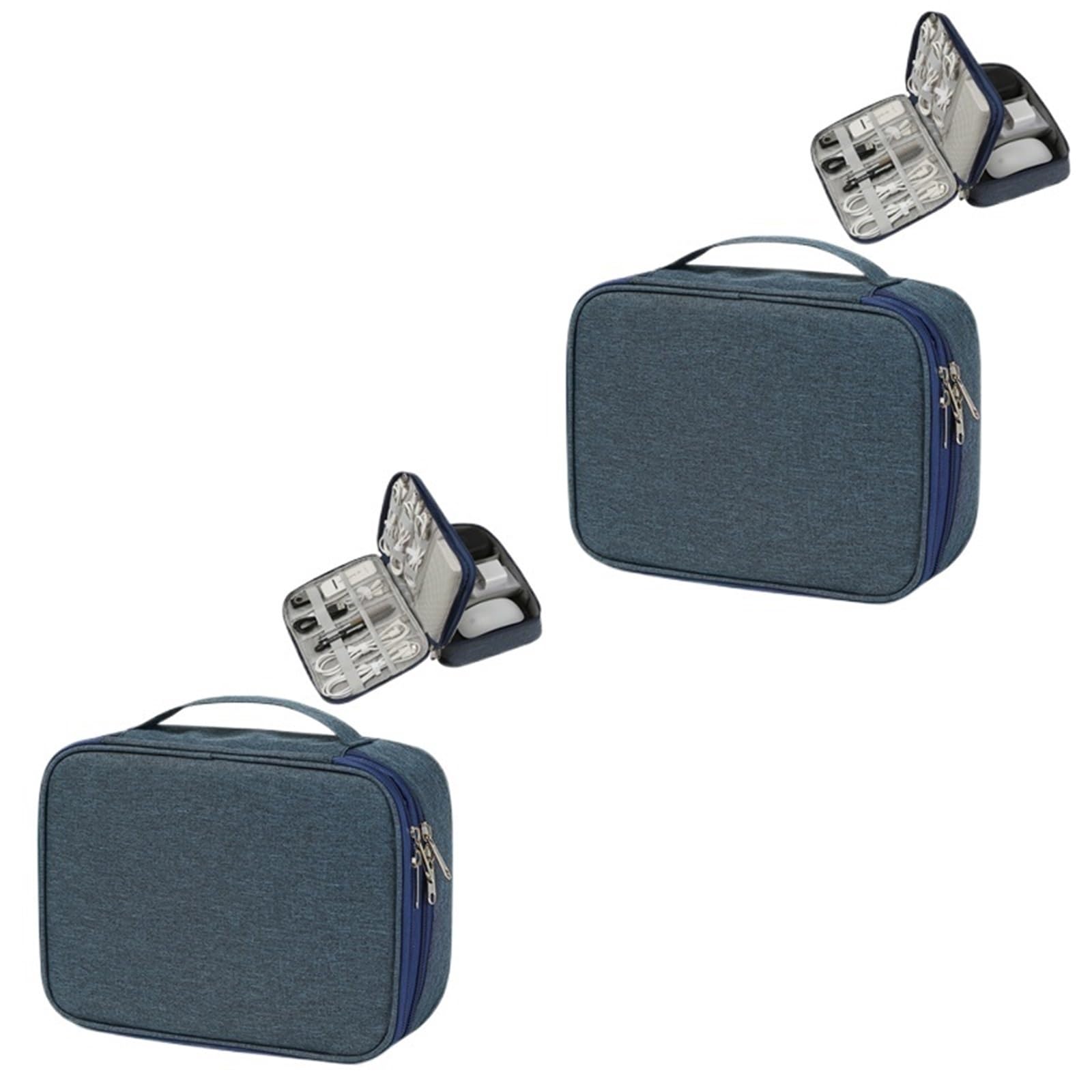 Borsa Per Cavi Caricabatterie USB digitale impermeabile, organizer portatile for cavi di ricarica da ufficio per Accessori Tecnologici(Blue 2Layer 2PCS)