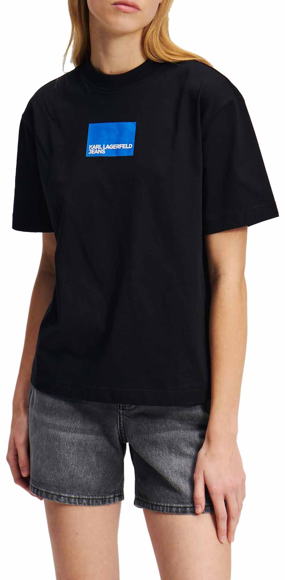 Karl Lagerfeld Jeans, Damen, Regular Kurzarm Box Logo T-Shirt, Normale Passform