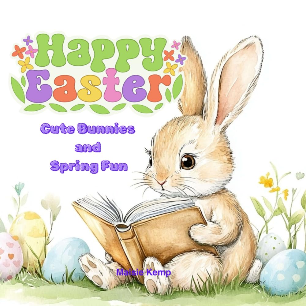 Happy Easter Coloring Book: Cute Bunnies and Spring Fun: For Kids and Adults, 50 pages of cute Easter pictures