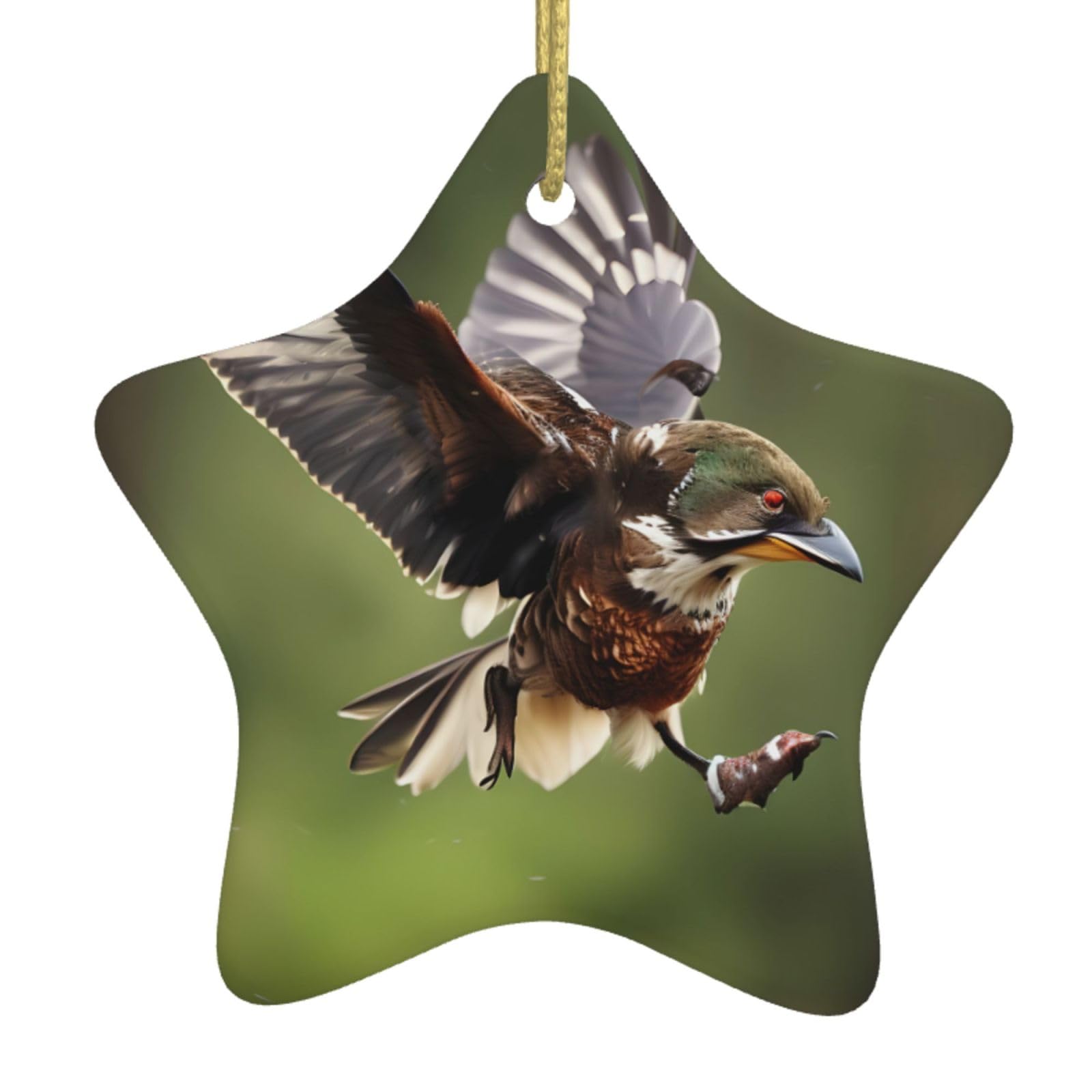 Hunting Flying Wild Print Christmas Ornaments, Ceramic Hanging Ornament, Round Shape Decorations