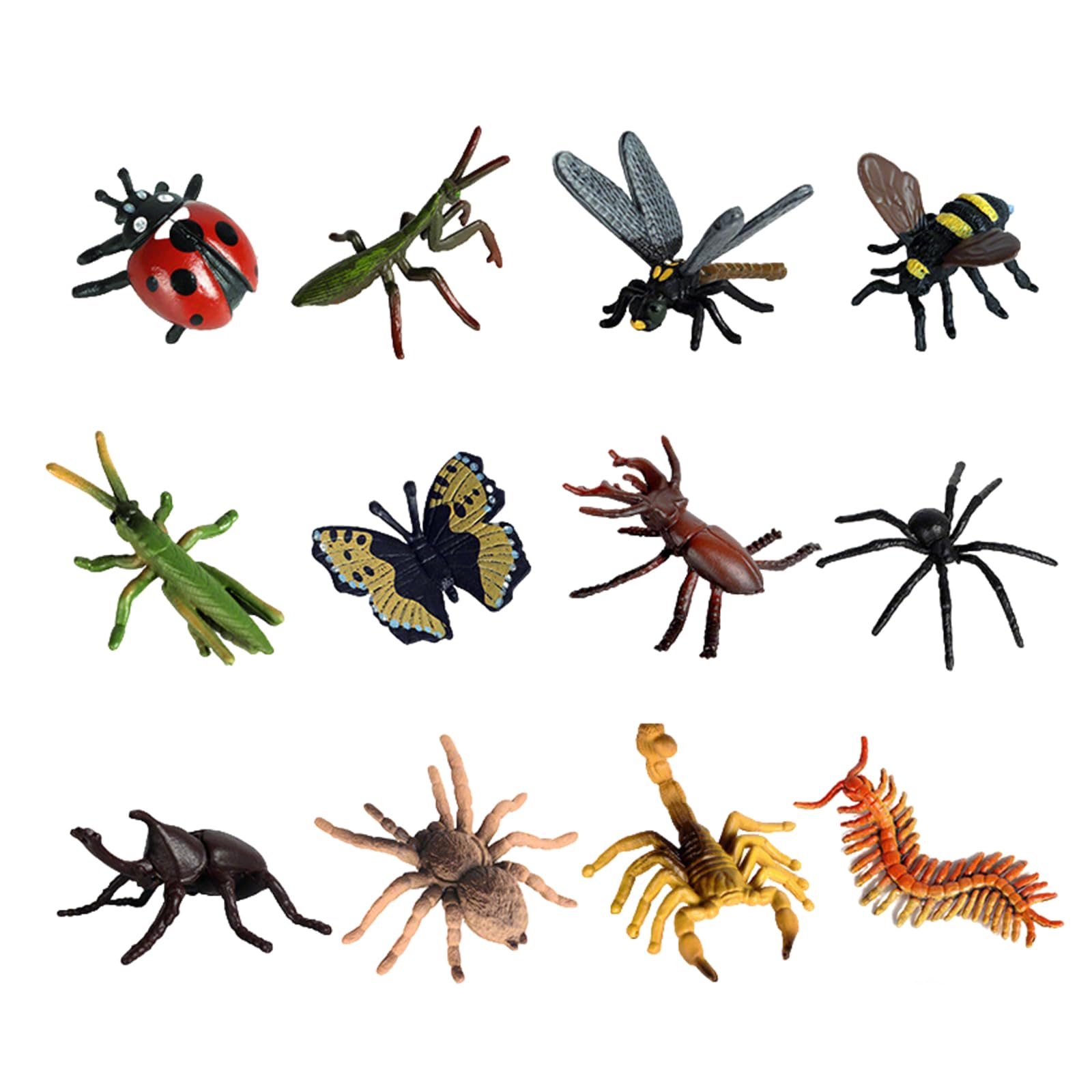 Cosiesnest 12-Piece Realistic Bug & Insect Figurine Set, Assorted Insect Models Educational Toys for Garden Diorama, Party Favours, Nature-Themed Birthday Gift