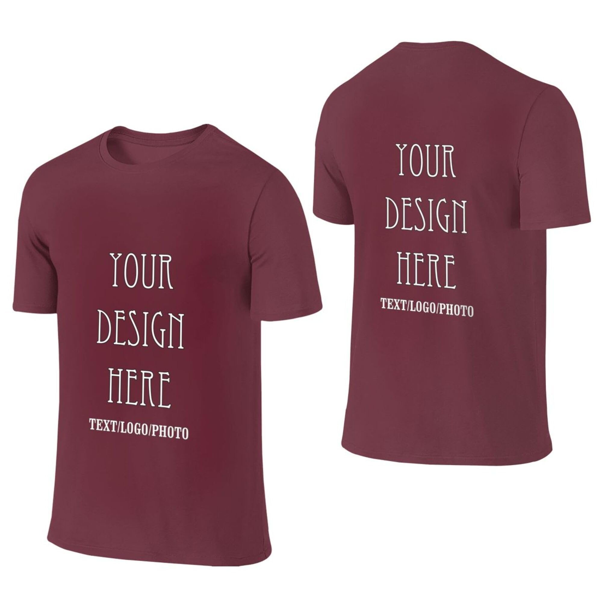 Generic Custom T Shirts with Logo-Text-Image Front Back Printable Custom Shirt Crew Neck Cotton Personalized Gift for Men