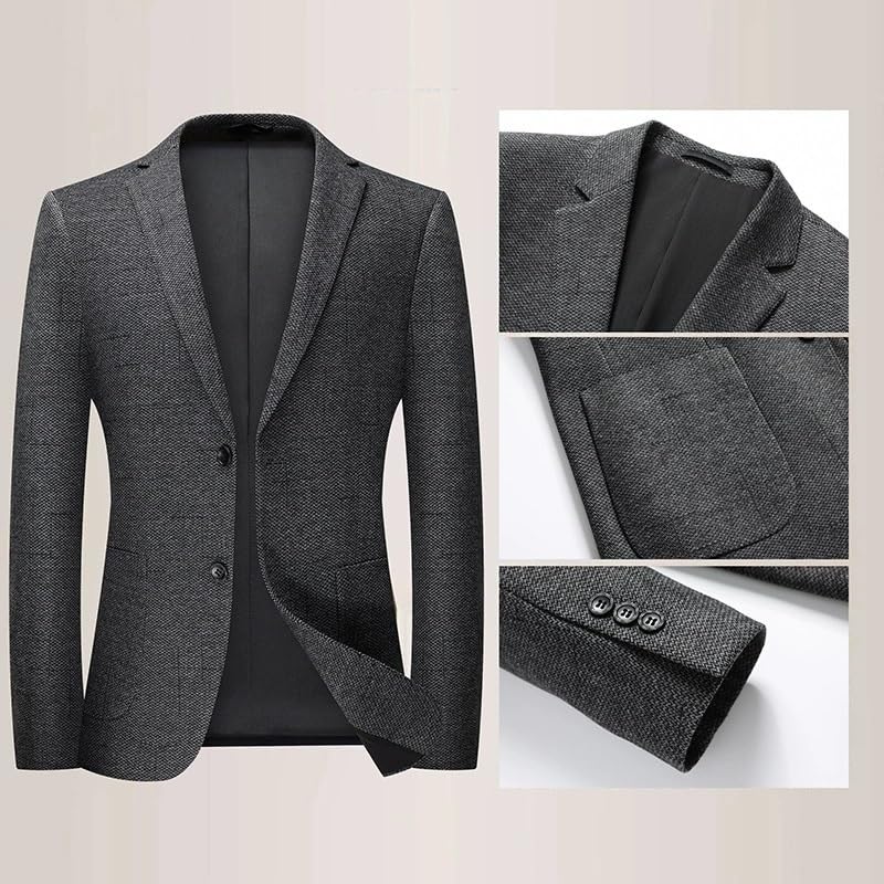 Men's Casual Houndstooth Thick Classic Tailored Two Button Notch Lapel Sport Coat for Autumn3