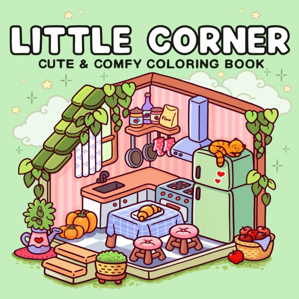 Coloring Book for Kids – Cute & Relaxing Colouring Book, Simple & Kawaii Designs, Color Drawing Book for Children's Leisure and Entertainment (21.5 * 21.5cm) Green