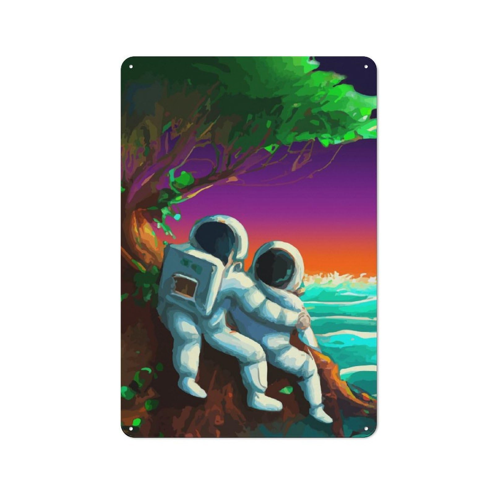 Junmoney Astronaut Honeymoon Metal Sign 30X20cm With For Pub Or Café, Retro Decor, Suited To Café Interior Fans