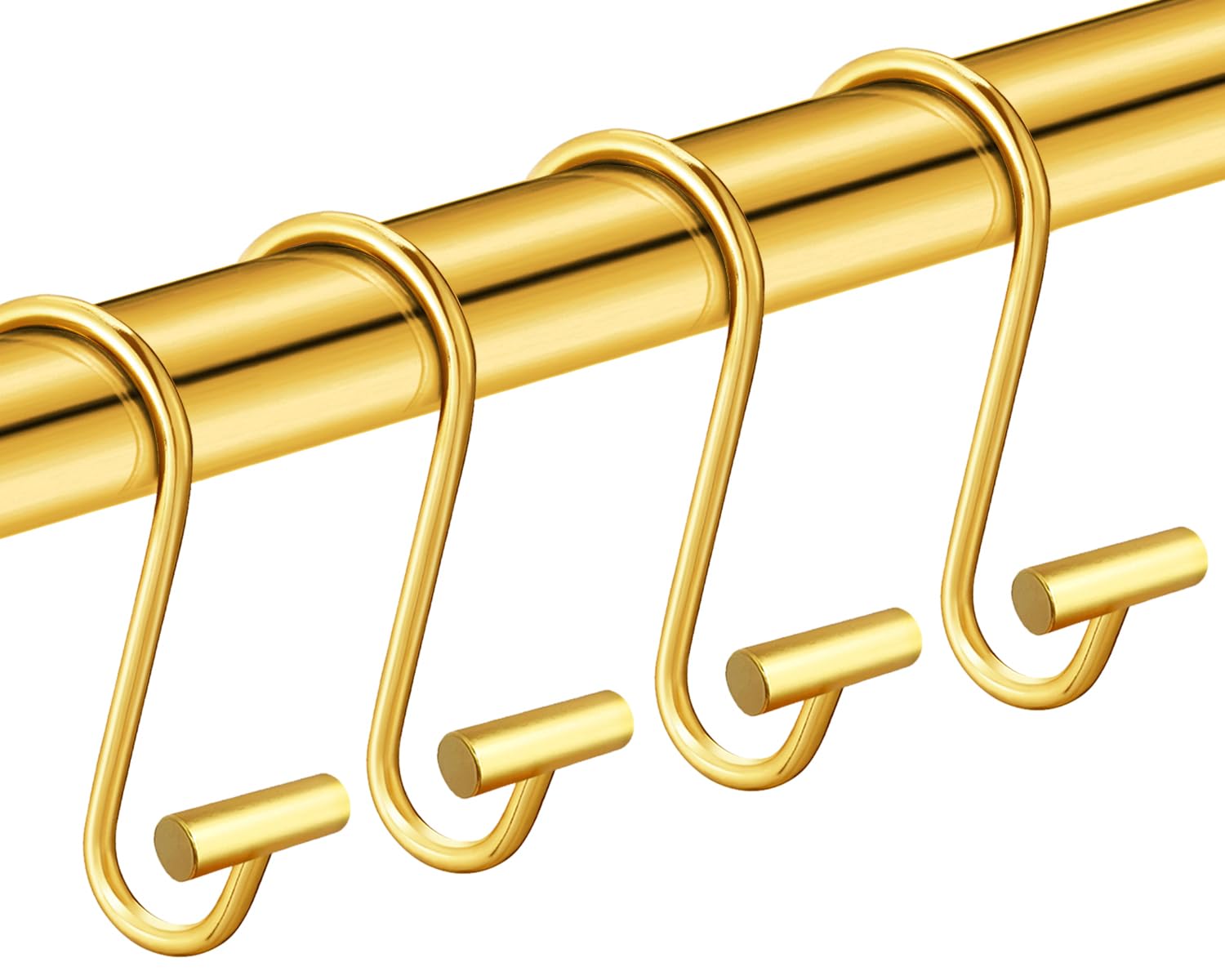 CHICTIE Gold Shower Curtain Hooks Rings, Decorative Shower Curtain Rings for Bathroom Shower Rod, Set of 12 Premium Rust-Resistant Metal Shower Hooks Hangers T Shaped Design