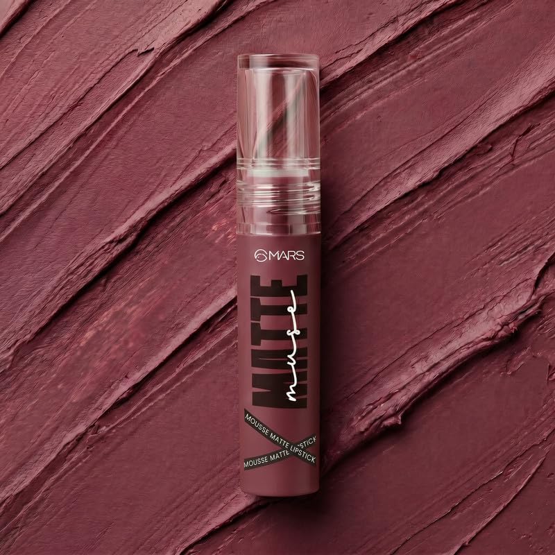 Image of MARS Matte Muse Mousse Lipstick (3ml) (17-GLAM GODDESS) with Doe-Foot Applicator | Highly Pigmented | Smooth Texture | Hydrating Formula | Blurry Lips Effect
