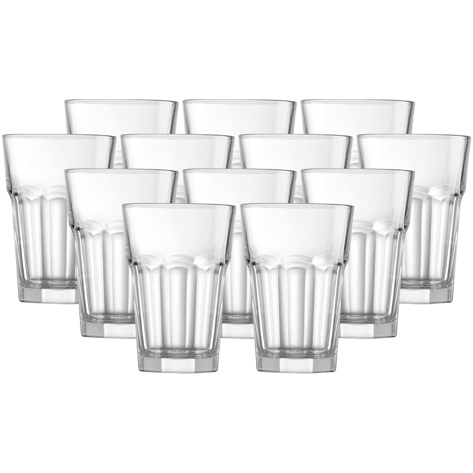 Ritzenhoff & Breker Riad Longdrinkgläser XL 30er Set, 410 ml, Robuste Becher für Heiß- und Kaltgetränke, Spülmaschinenfest & Stapelbar, Glas, Klar