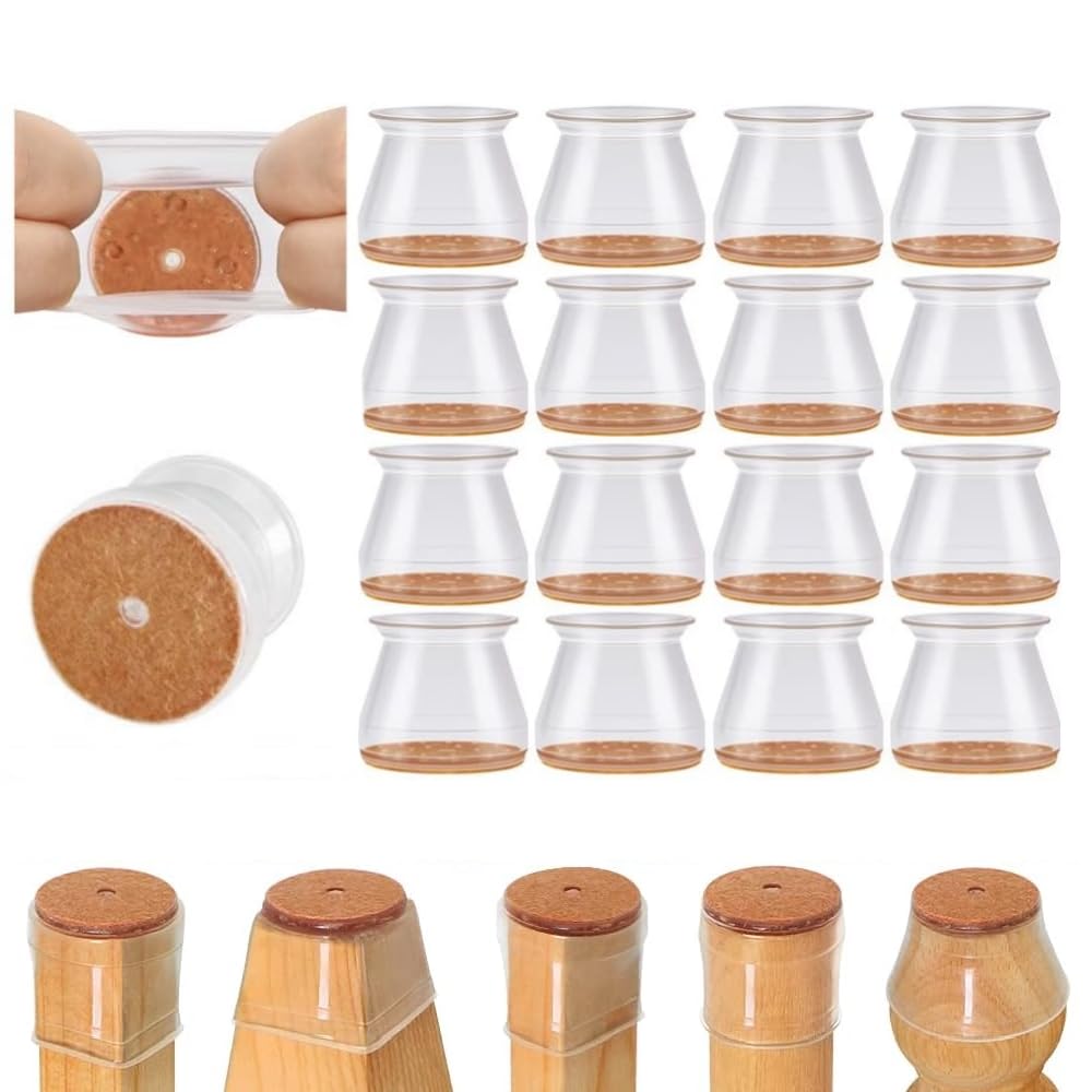 NEOUTH 16 Pieces Chair Leg Floor Protectors for Hardwood Floors Silicone Covers to Protect Wood Tile Floors Felt Pads Furniture Leg Caps Non Slip Reduce Noise (Large Clear Fit 1.5"-2") (B0CMHBX4K2) Amazon Price History, Amazon Price Tracker