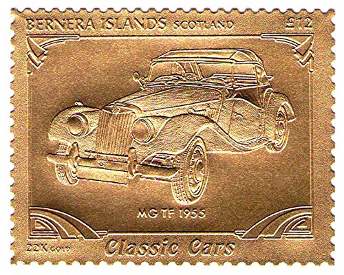 22K carati Leaf auto Classic Cars francobolli MG TF 1955 / Islands - Scotland Bernera/MNH