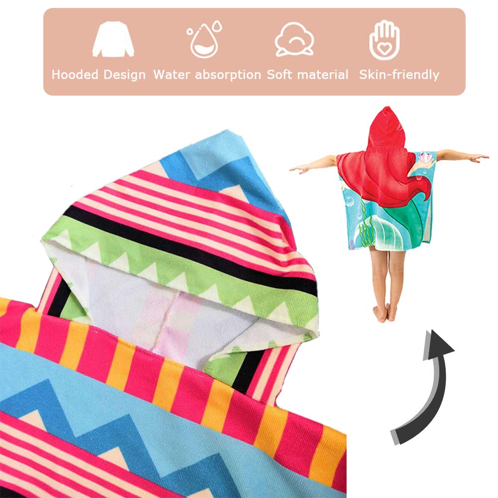 DOTBUY Poncho Telo Mare con Cappuccio per Bambini, Asciugamano da Bagno Poncho Stile in Microfibra Stampa Alpaca Cartone Animato, Estate, Nuoto, Spiaggia, Accappatoio (Verde,60x80cm
