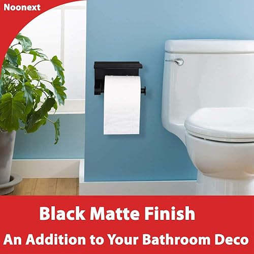 Miniatura 7 de Soporte de papel higiénico dorado, soporte de papel higiénico adhesivo con estante para teléfono, soporte para rollo de papel higiénico SUS304 de