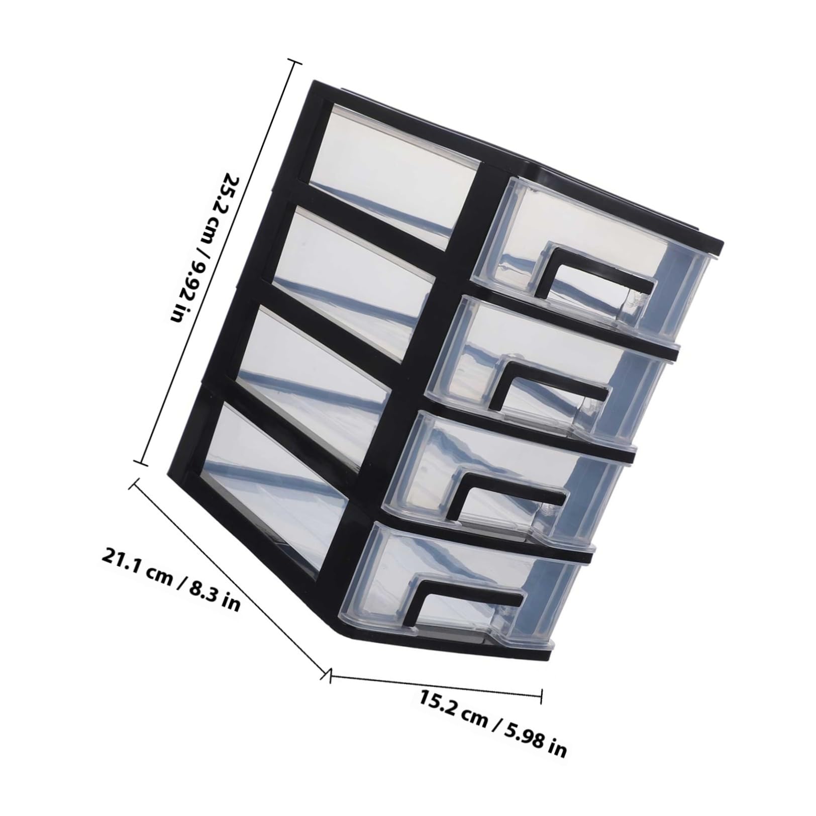 Tofficu Cassettiera Organizer Nera a Quattro Livelli Scrivania in Plastica