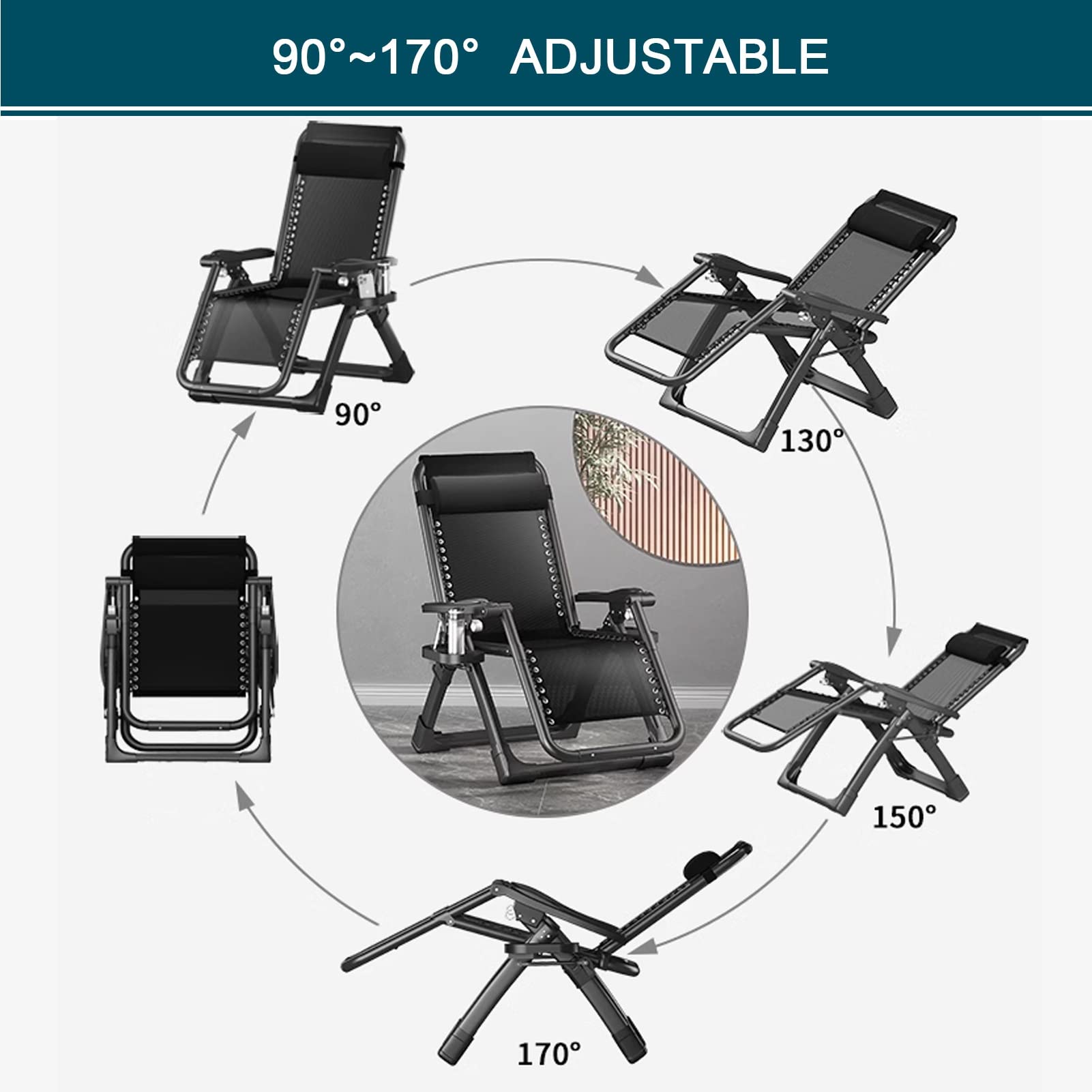 Chaises Longues et inclinables de Jardin, chaises Longues inclinables, fauteuils inclinables pour Salon, Chaise Longue à gravité zéro, chaises Longues Pliantes pour Adultes, Camping, terrass