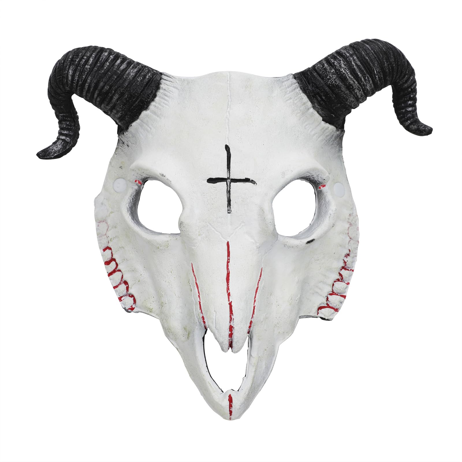 TINAYAUE Unisex Goat Skull Mask Scary Halloween Masks PU Devil Mask for Women Men Lifelike Sheep Horns and Elastic Belt Carnival Animal Theme Party Cosplay Props Stage Performance Costume Accessories