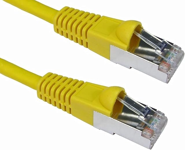 rhinocables CAT6A Ethernet Cable Shielded Snagless High Speed RJ45 Gigabit Booted Patch LAN Network Lead compatible with CAT5e, CAT6 Internet, Xbox, PS4, Smart TV, Router, Modem, PC (1m, Yellow)