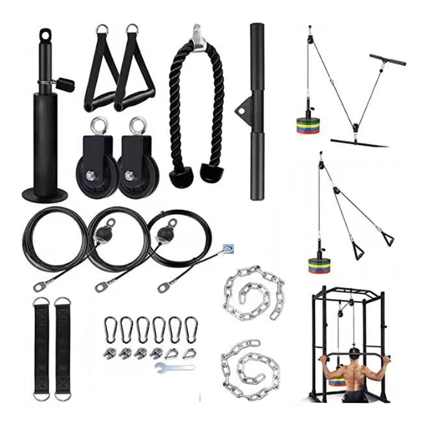 Sistema De Polea De Cable De Peso For Gimnasio, Accesorios De Polea De Cable Mejorados For Gimnasio LAT Pull Down, Flexión De Bíceps, Tríceps, Entrenamiento De Brazos, Sistema De Polea De Hombro