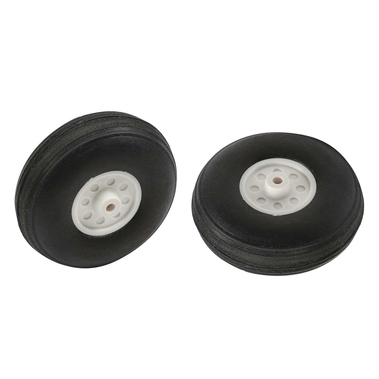 Bettomshin 2 inch RC Model Airplane Super Light Sponge Tire Tail Wheel Tire and Wheel Sets for RC Car Airplane PU Sponge Tire with Plastic Hub 2Pcs