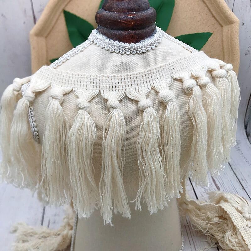 Miniatura 7 de Yulakes Borlas de flecos de 5 yardas, borde largo bohemio con flecos, ribete de flecos para coser cortinas o almohadillas, lámparas, alfombras,