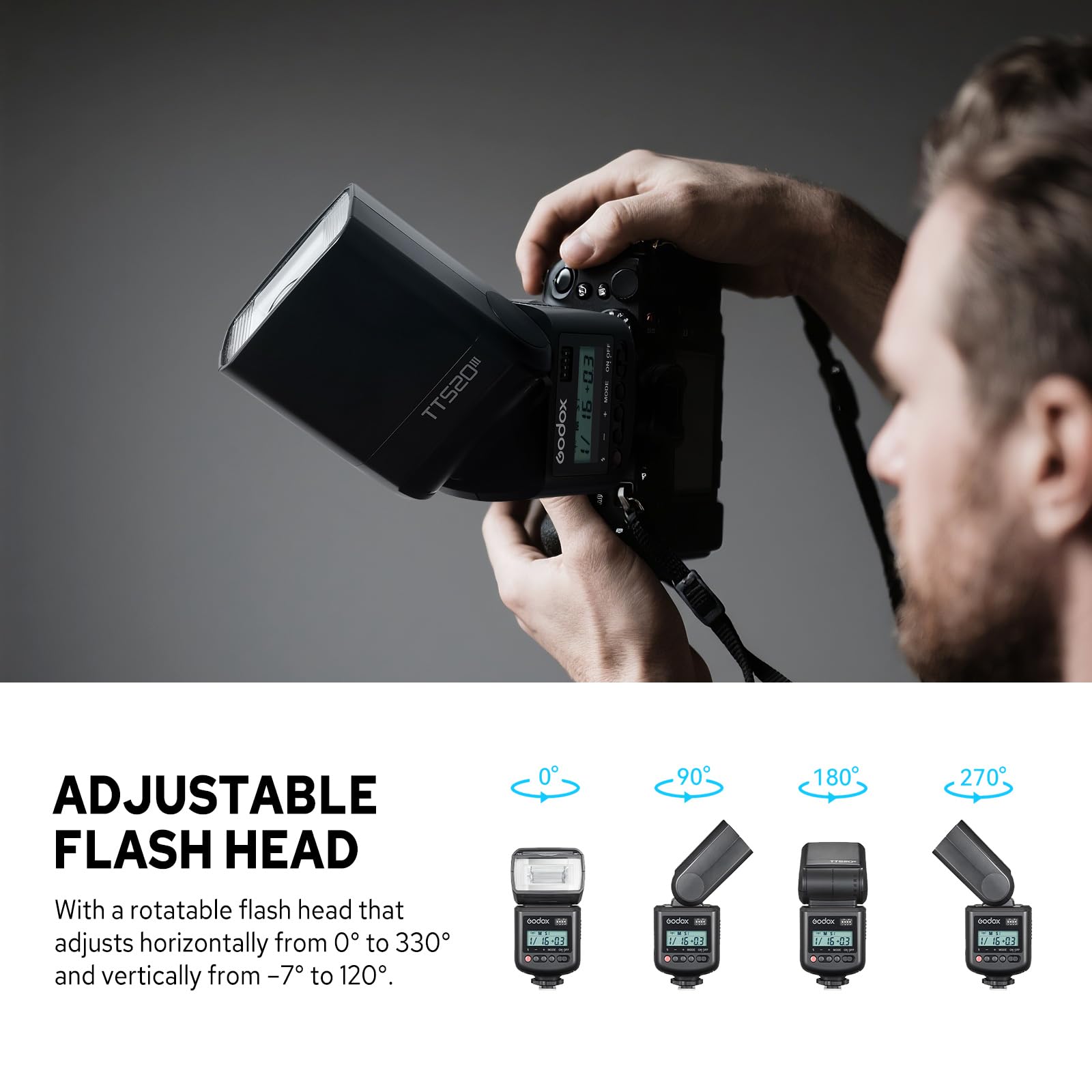 GODOX TT520III Speedlite stroboskop z odbiornikiem nadajnika, uniwersalna konstrukcja gorącej stopki, kompatybilna z Canon, Nikon, Sony, Olympus, Fujifilm i Panasonic