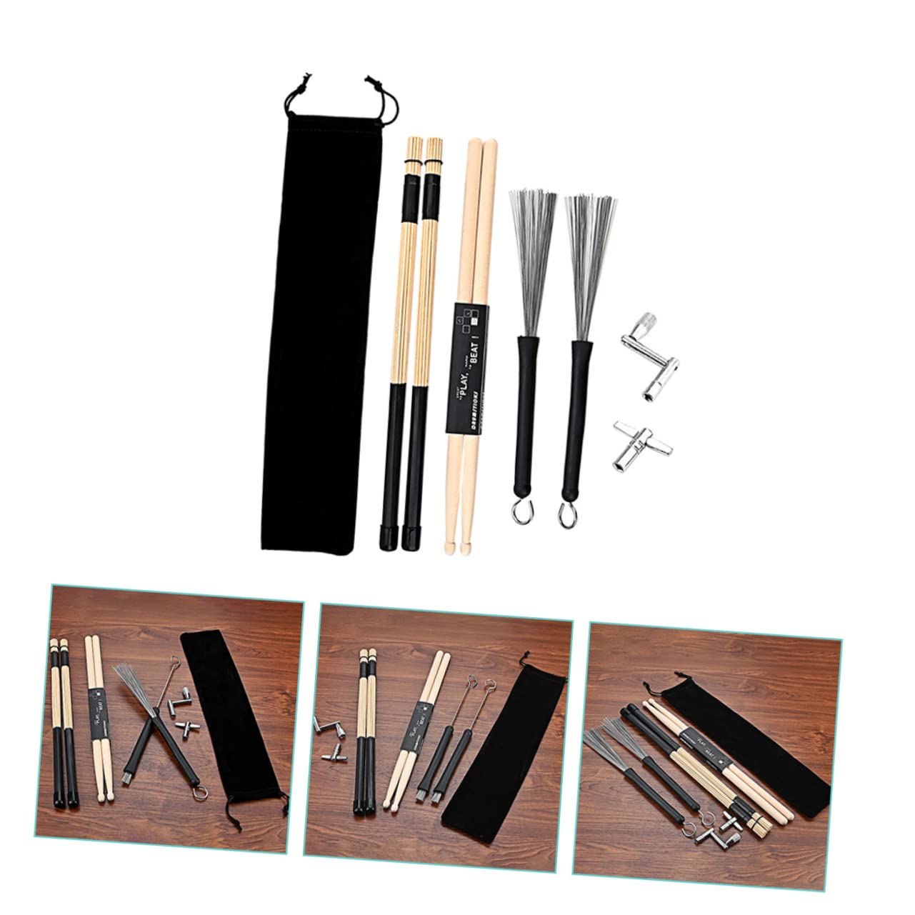 ifundom Lot de Baguettes de Batterie en Bois, 1 Set, Léger et Bien Équilibré, Jeu à Faible Volume, pour Scène et Bars