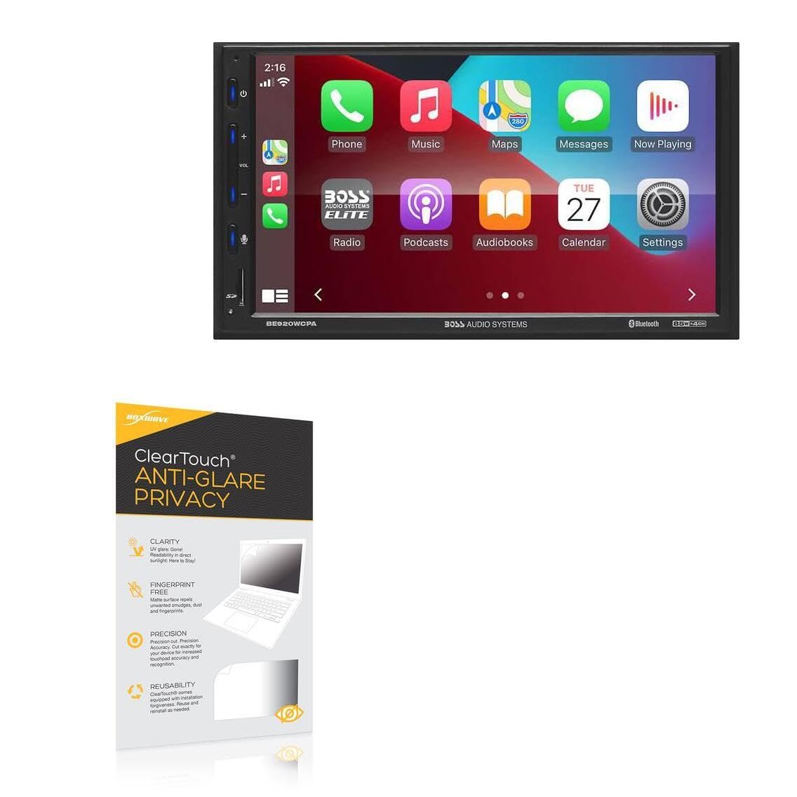 BoxWave Screen Protector Compatible with BOSS Audio BE920WCPA - ClearTouch Anti-Glare Privacy (2-Pack), Privacy Screen Protector Flexible Film Anti-Glare