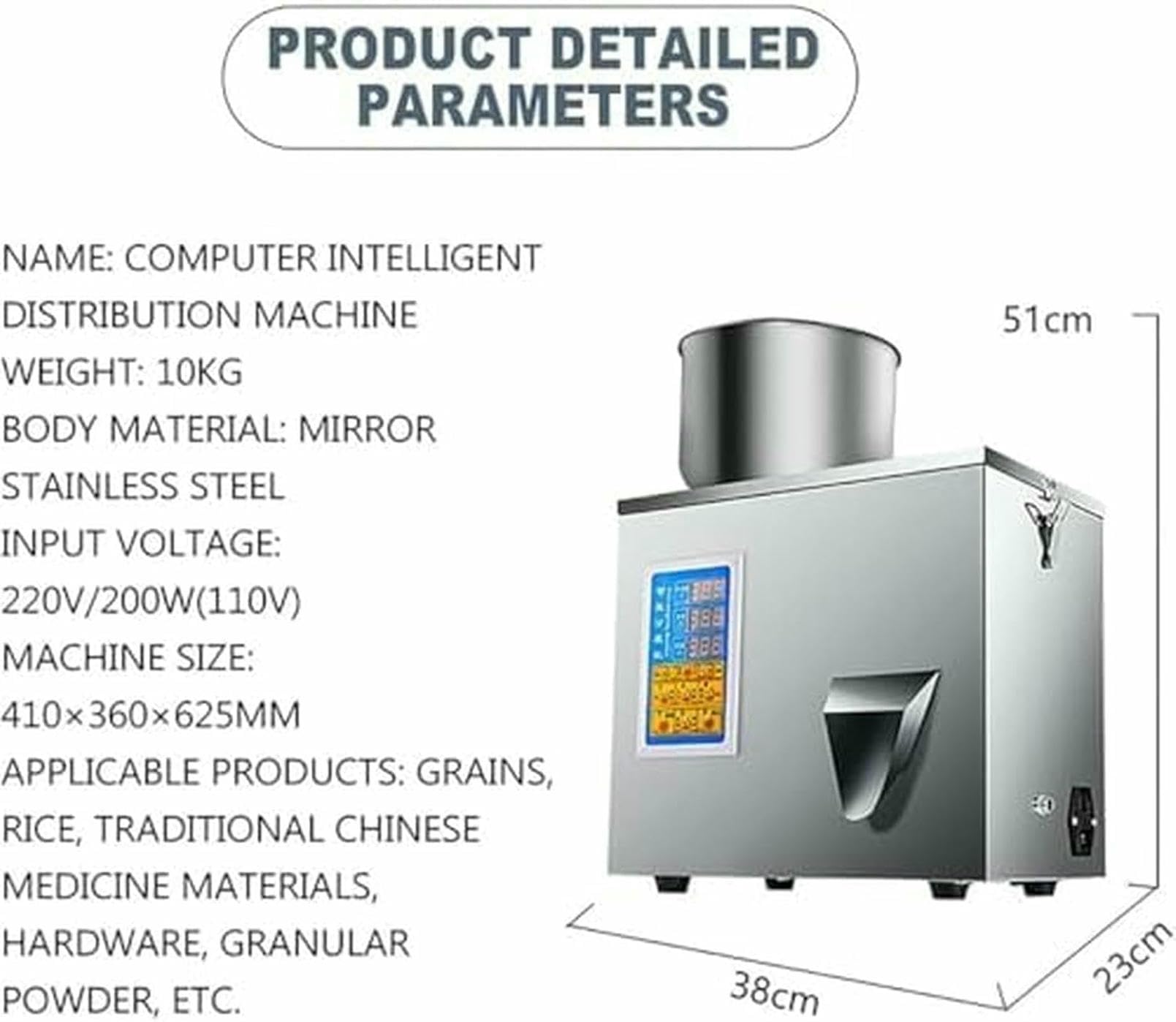 Macchina di Riempimento in Polvere in Acciaio Inossidabile Automatico per Misurazione E Imballaggio Precisi, Ideale per Spezie, tè, Semi E Cereali ~/