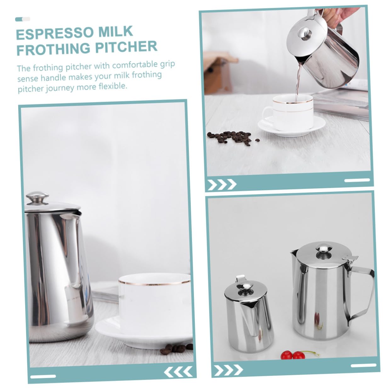 SOLUSTRE Pichet à Lait Acier Inoxydable Tasse à Café Pichet à Mousser Le Lait Pour Café