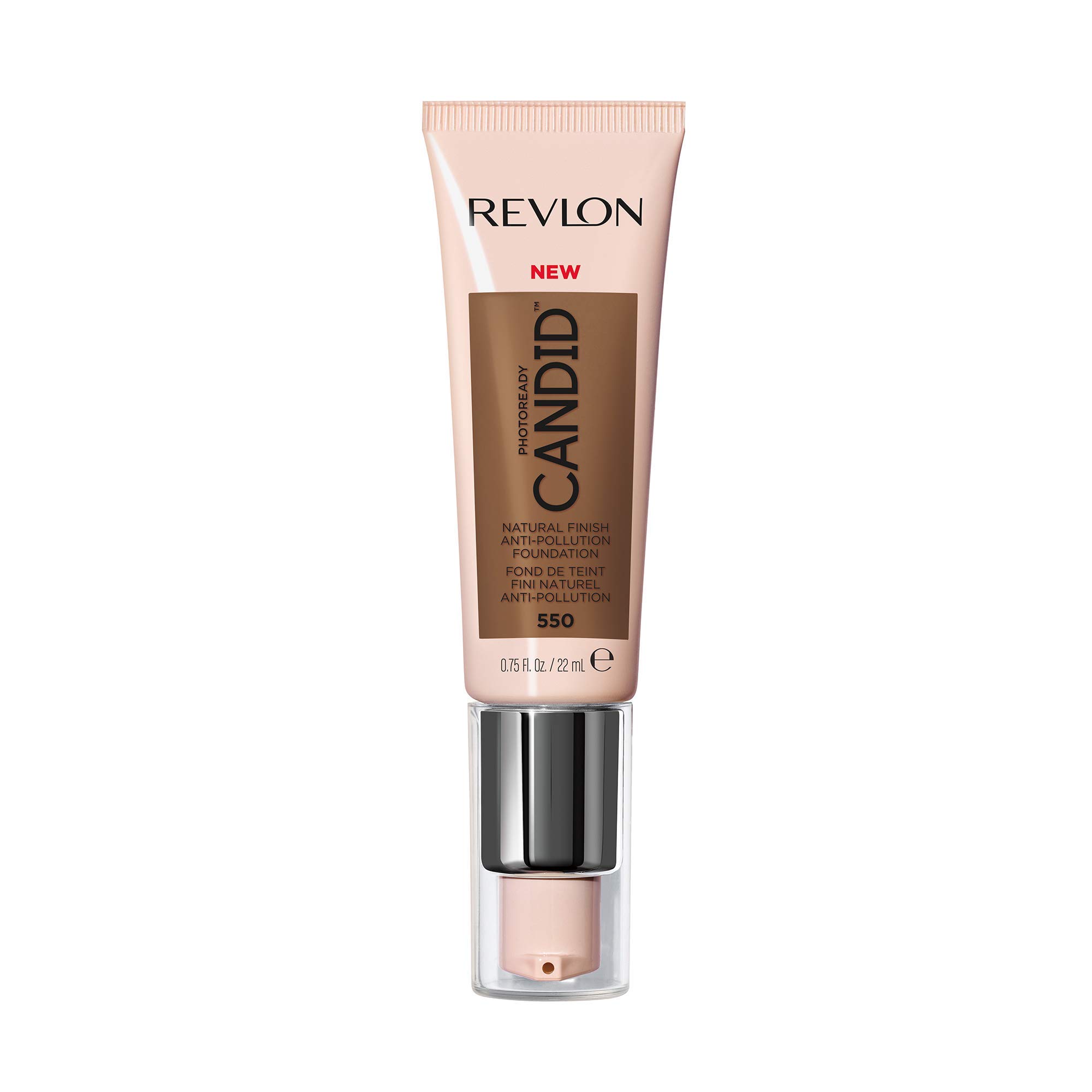 RevlonPhotoReady Candid Natural Finish Foundation, with Anti-Pollution, Antioxidant, Anti-Blue Light Ingredients, Mocha (550), 22 ml