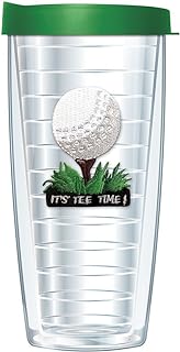 Signature Tumblers Tee Time Golf w/Grass Green Lid Tumbler Cup 16 Oz | Fantastic Temperature Retention, Thermal Insulated! Dishwasher and Microwave Safe | BPA Free| Great Gift Idea