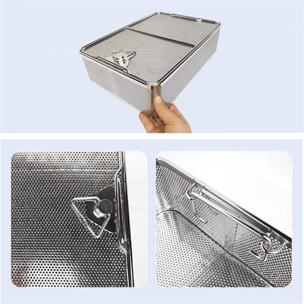 Plateau de stérilisation en acier inoxydable 304 avec couvercle 25 x 15 x 7 cm