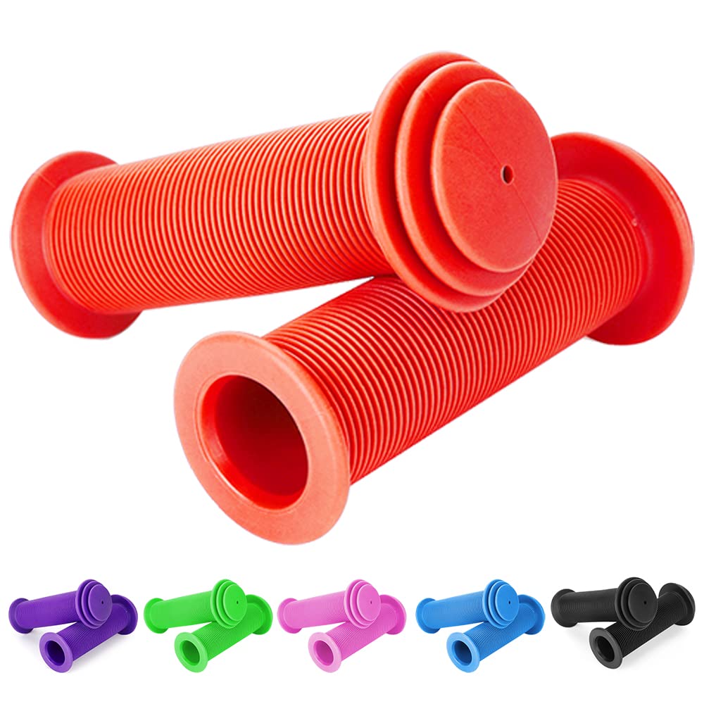2 Pares/4 Piezas Puños De Bicicleta Para Niño MTB Montaña, 22mm Manijas Antideslizantes De Goma, Para Scooter, Triciclo - Negro, Morado