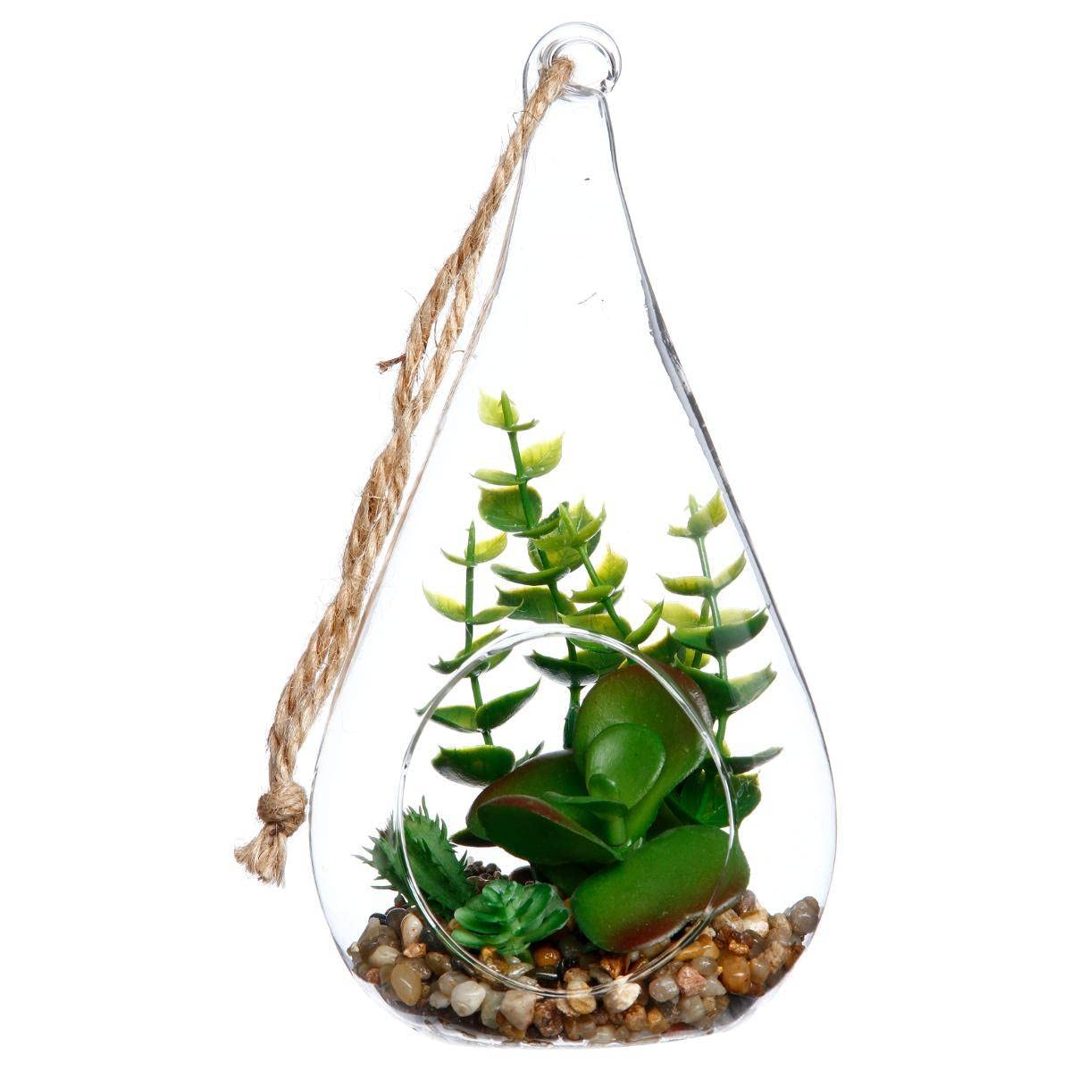 Atmosphera - Plante Artificielle Suspendue Pot Ciment H19,​5cm - Modèle a