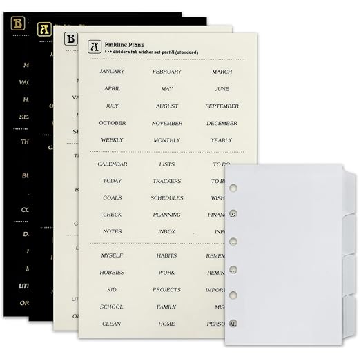 Zelten PP Binder Index Dividers with 4 Sheets Tab Stickers for Personal Organizer (PP Frosted 4-Tab, A7/6 Hole)