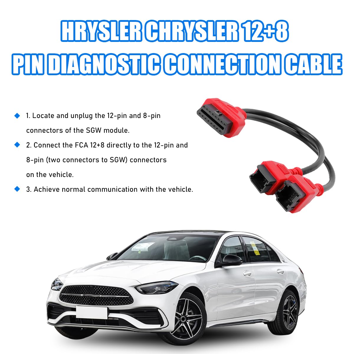 Kewucn 12+8 OBD2 Cable Adapter - 14.2 Inch Programming Cable For Auto Diagnostics