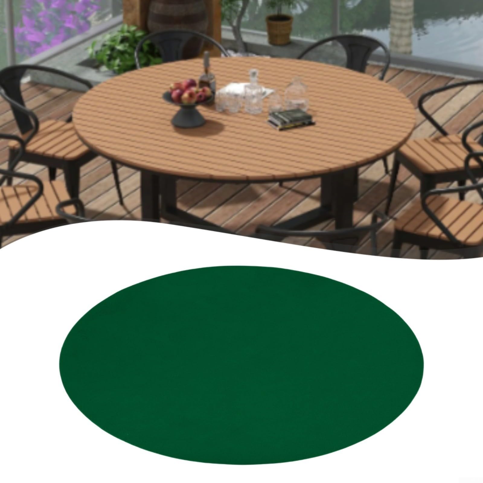 Pokertisch-Abdeckung, Runde Filz-tischdecke mit elastischem Design, anpassbar für 36–48 Zoll Tische, strapazierfähig und leicht zu reinigen, für Karten- und Brettspiele(Grün)