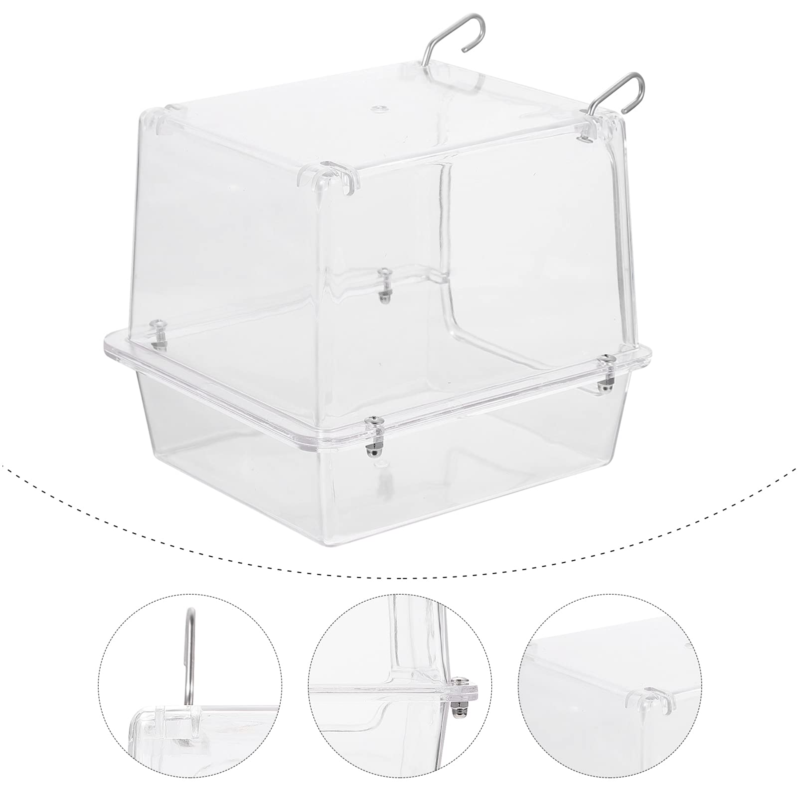 VILLCASE Contenitore da Bagno Appeso per Uccelli in Acrilico, Resistente e Facile da Usare, per Gabbie di Pappagalli e Calopsiti Piccole