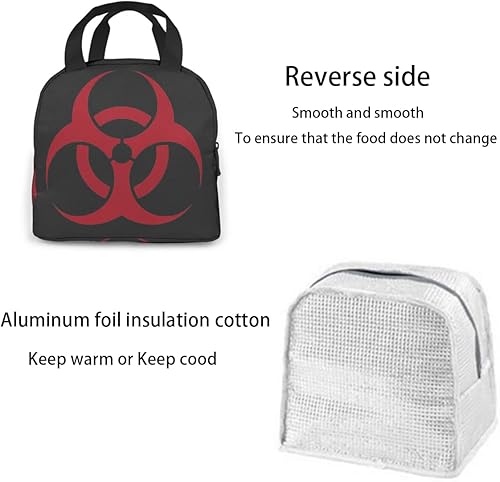 Miniatura 2 de Red Symbol Biohazard - Lonchera térmica portátil con aislamiento radiactivo, con bolsillo frontal, reutilizable, a prueba de fugas, para mujeres,